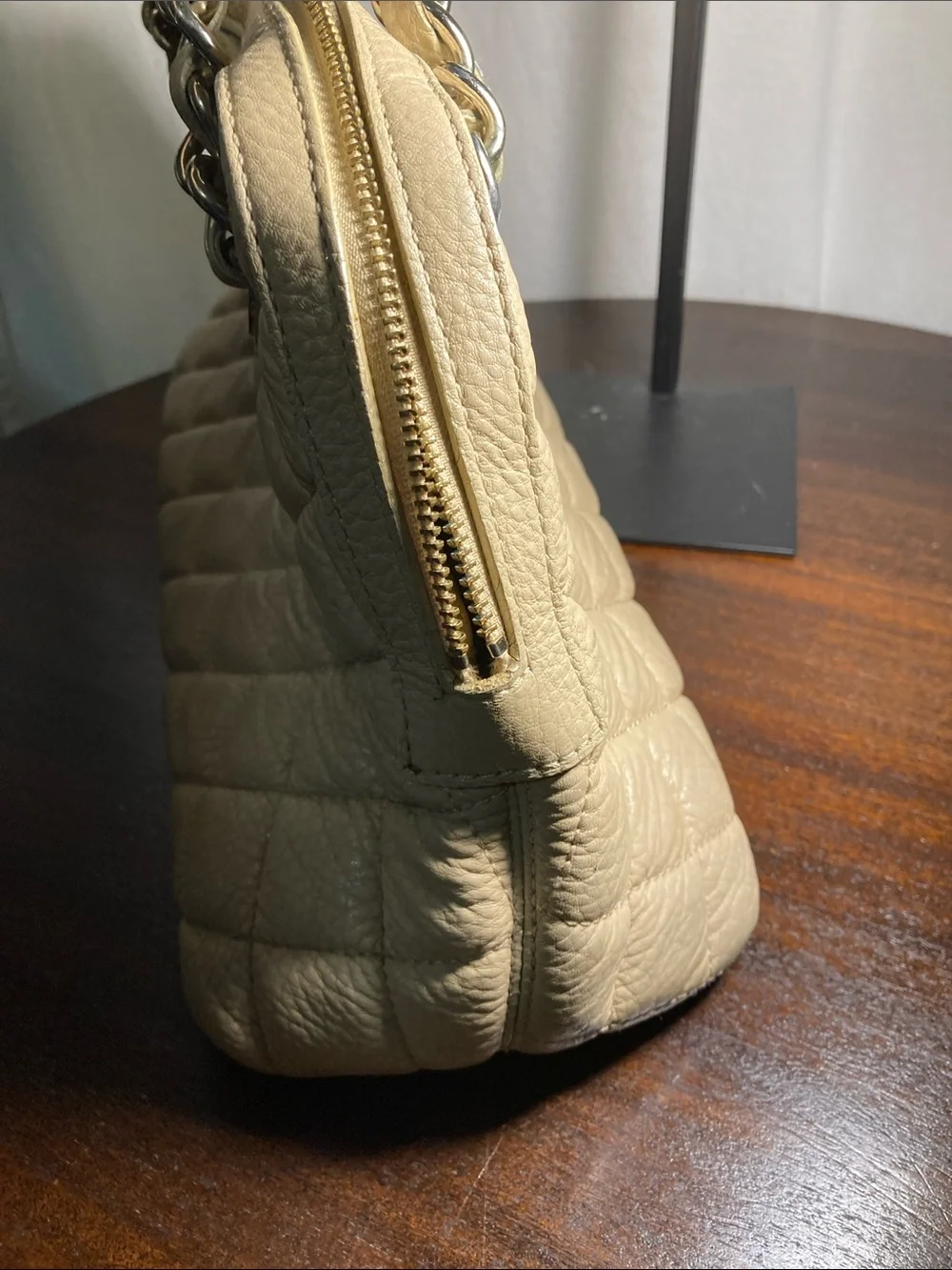 Kate Spade Georgiana Quilted Cream Leather Shoulder Bag with Chain Straps